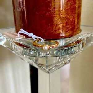 BRAND NEW 14K CZ AND PEARL ST RING